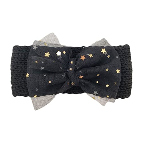 Stretch Lace Knitted Headbands for Girls & Boys - Soft Baby Hair Accessories with Bowknot Design (One Size) - Perfect for Toddler Daily Wear, Photoshoots, and Special Occasions