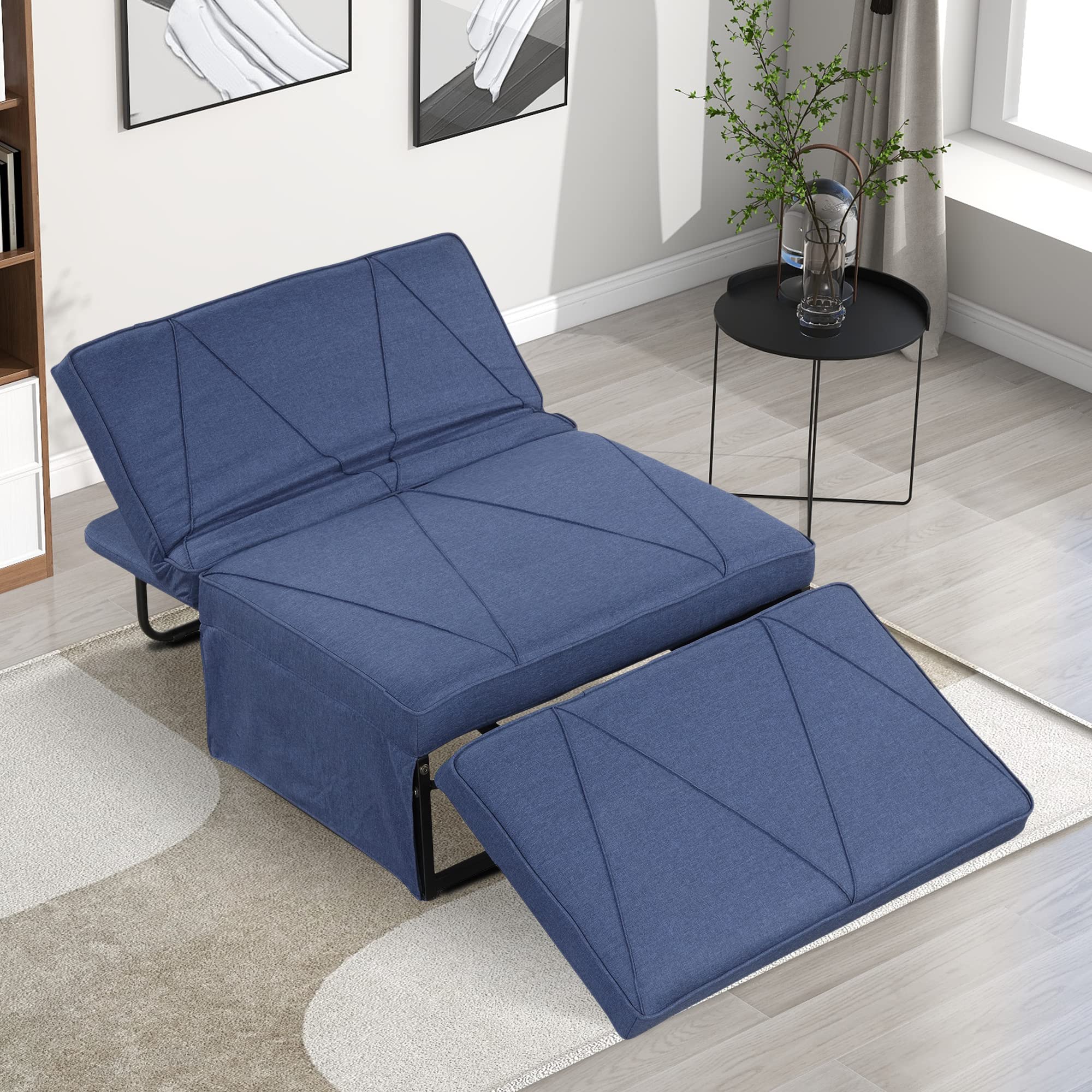 P PURLOVE 4-in-1 Convertible Futon Sofa Bed - Multi-Functional Folding Ottoman Sleeper Chair with Adjustable Backrest - Space-Saving Couch Bed for Small Apartments, Living Rooms & Guest Rooms - Perfect for Lounging, Napping & Overnight Guests