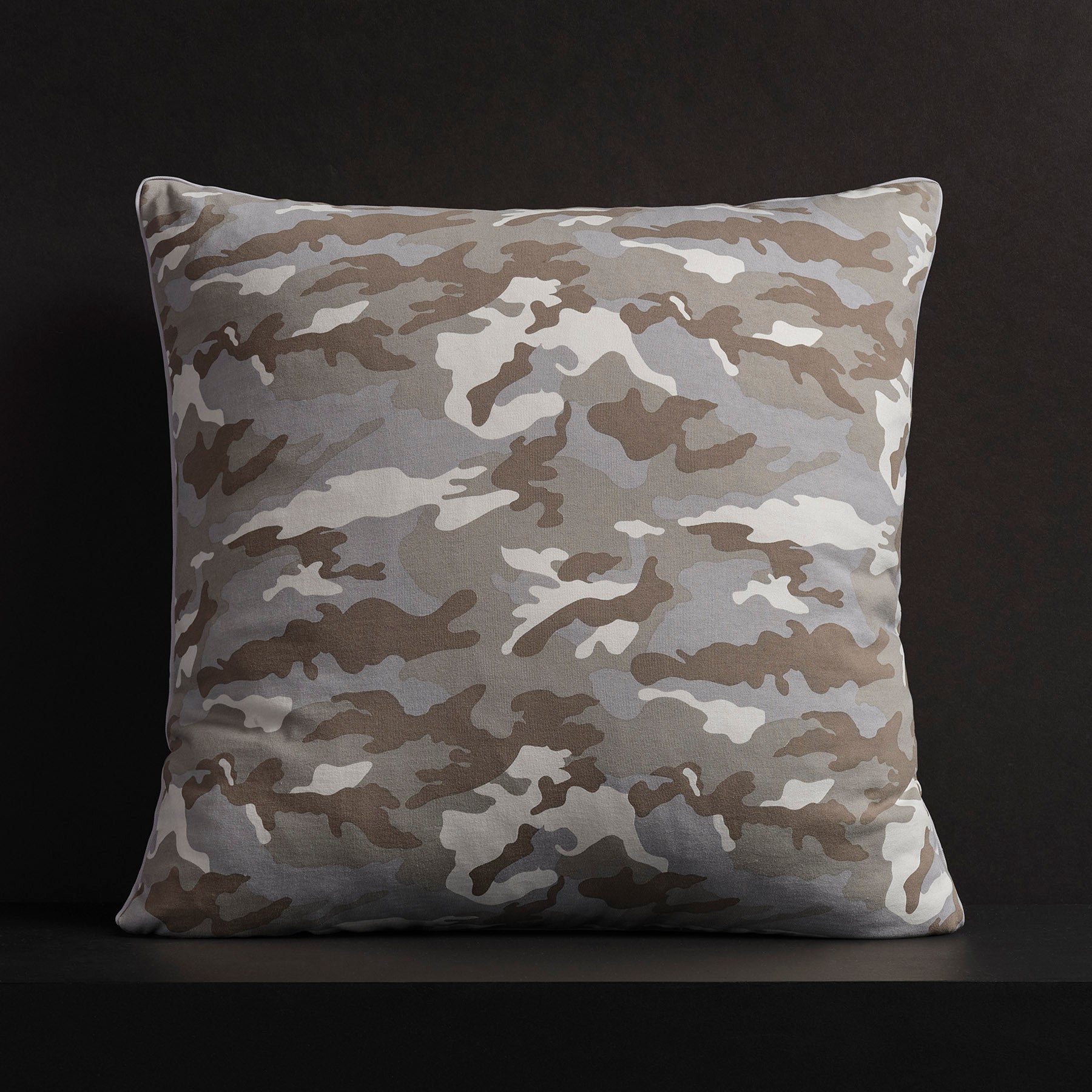 Camo Throw Pillow with Piping - Desert Camo Design for Home Decor, Sofa & Bedroom Accent | Military Style Decorative Pillow Cover for Couch, Living Room & Outdoor Use