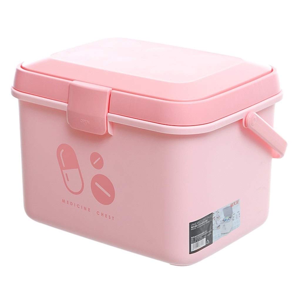 Zhangmeiren Large Portable First Aid Kit - Pink Medicine Storage Box for Home, Travel & Emergency | Child-Safe Family Medical Cabinet for Medicine Organization & First Aid Supplies