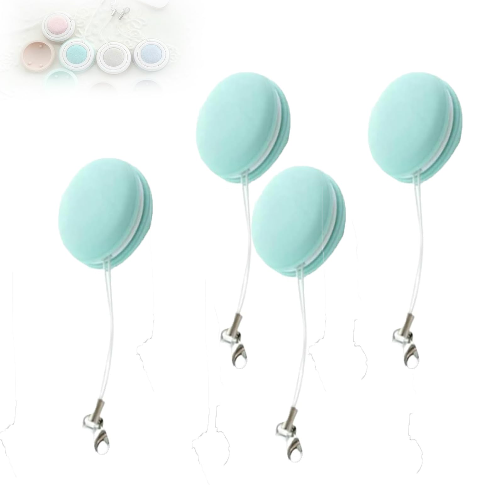 NaLsa Macaron Phone Screen Cleaner - Reusable Microfiber Cleaning Wipes for iPhone, Samsung, Smartphones - Cute Macaron-Shaped Screen Cleaner Pendant (4-Pack, Green) - Perfect for Home, Office, Travel & On-the-Go Device Cleaning
