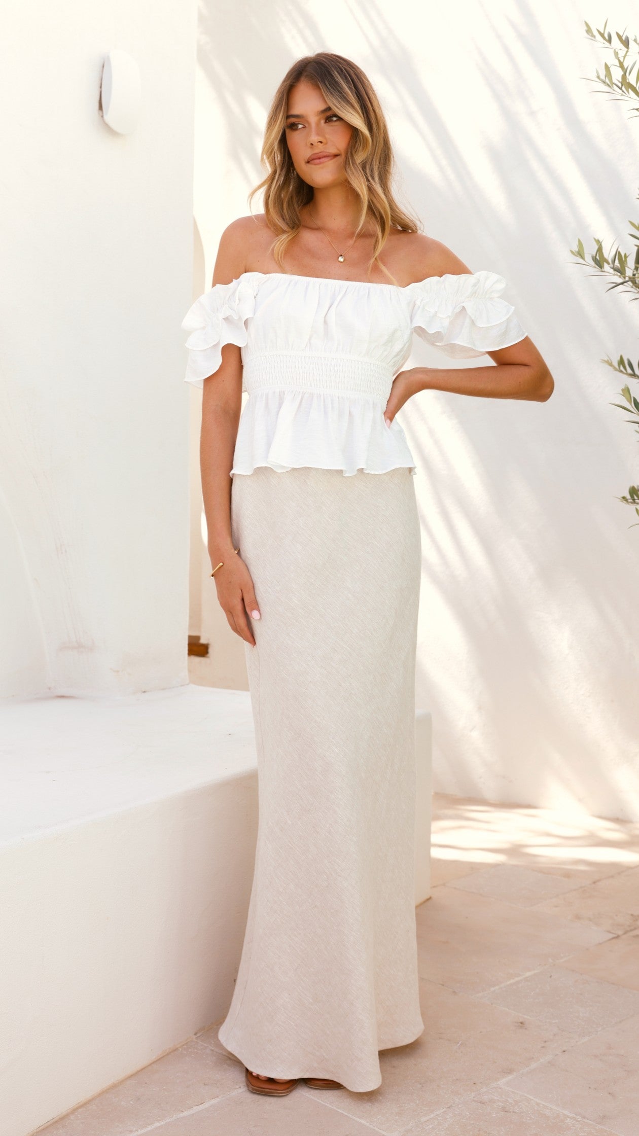 Fifi Top Women's White Blouse - Perfect for Casual Outings, Office Wear & Date Nights