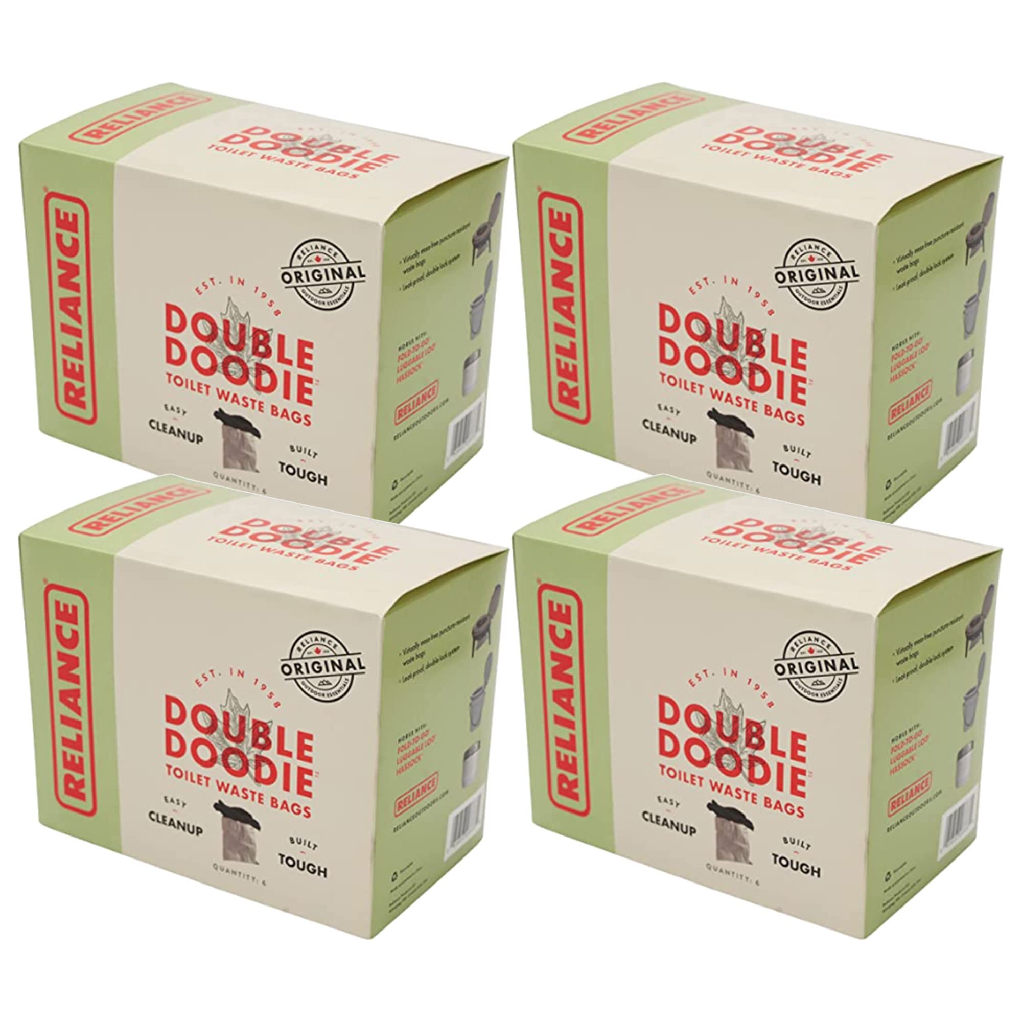 Reliance Products Double Doodie Disposable Plastic 2L Capacity Portable Camping Toilet Waste Bags - 24 Pack, Black | Leak-Proof & Odor-Control for Outdoor Camping, Hiking, RV Trips & Emergency Preparedness