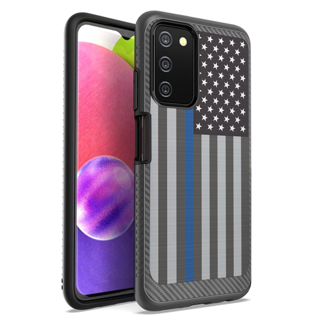 Shockproof Heavy Duty Samsung Galaxy A03S Phone Case - Rugged Protective Cover with USA Flag Blue Line Design for Men & Women | Perfect for Outdoor Activities, Work & Daily Use