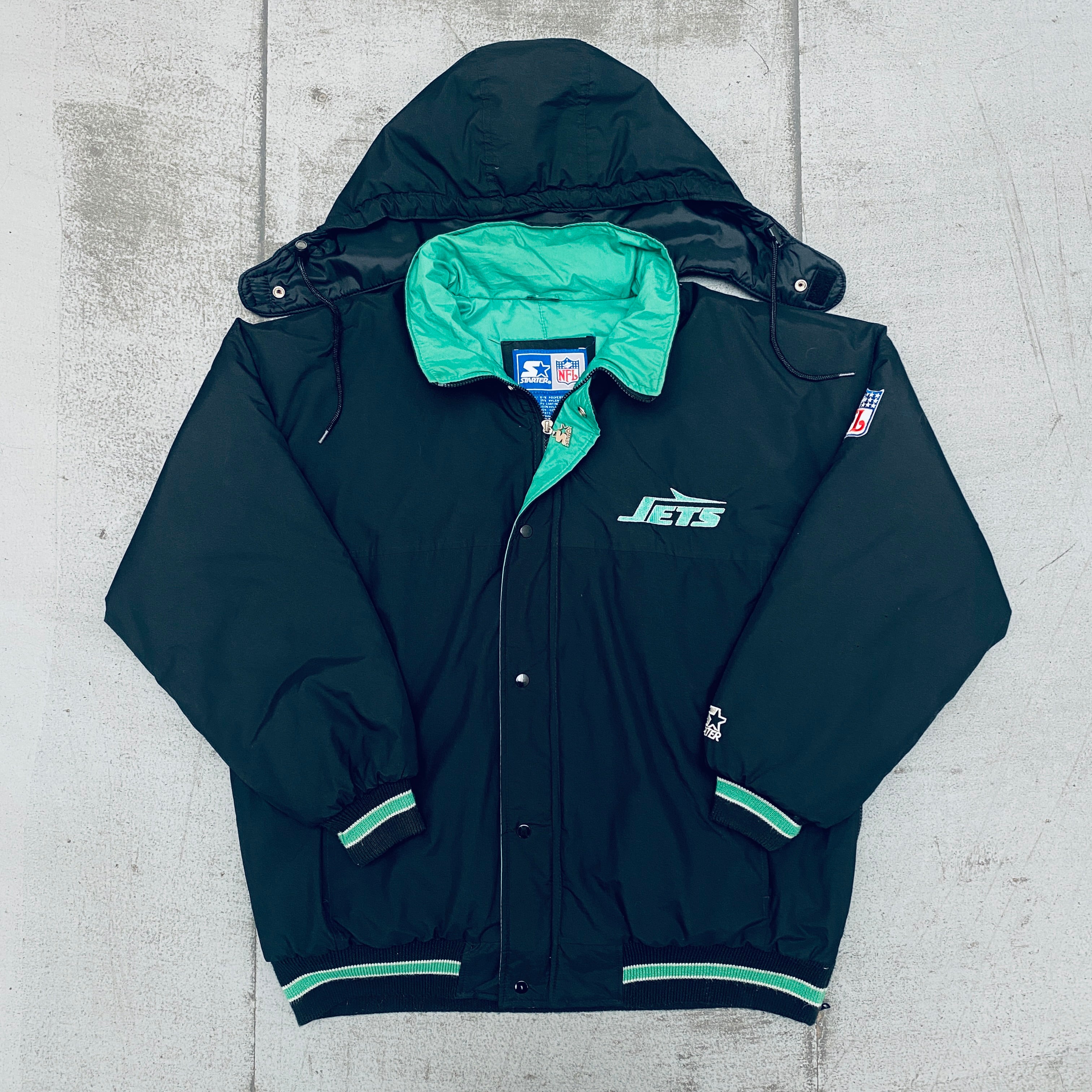 New York Jets 1990s Blackout Full-Zip Starter Parka Jacket - XL | Vintage NFL Football Fan Apparel for Men | Game Day, Tailgating & Cold Weather Outerwear