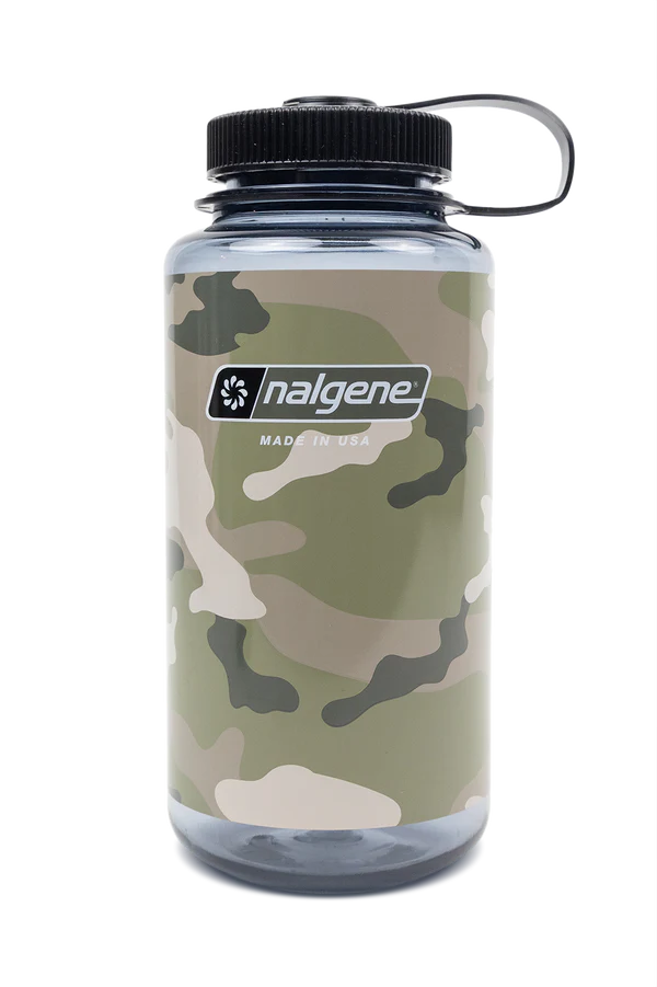 32oz Wide Mouth Camo Print Water Bottle - Durable & Leak Proof for Outdoor, Hiking, Camping & Gym Use