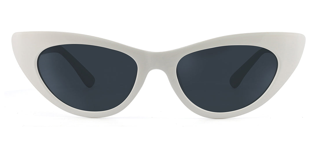 Stylish Acetate Cat Eye Sunglasses P6327 - Trendy White Frames for Women | Perfect for Summer, Beach, and Outdoor Activities