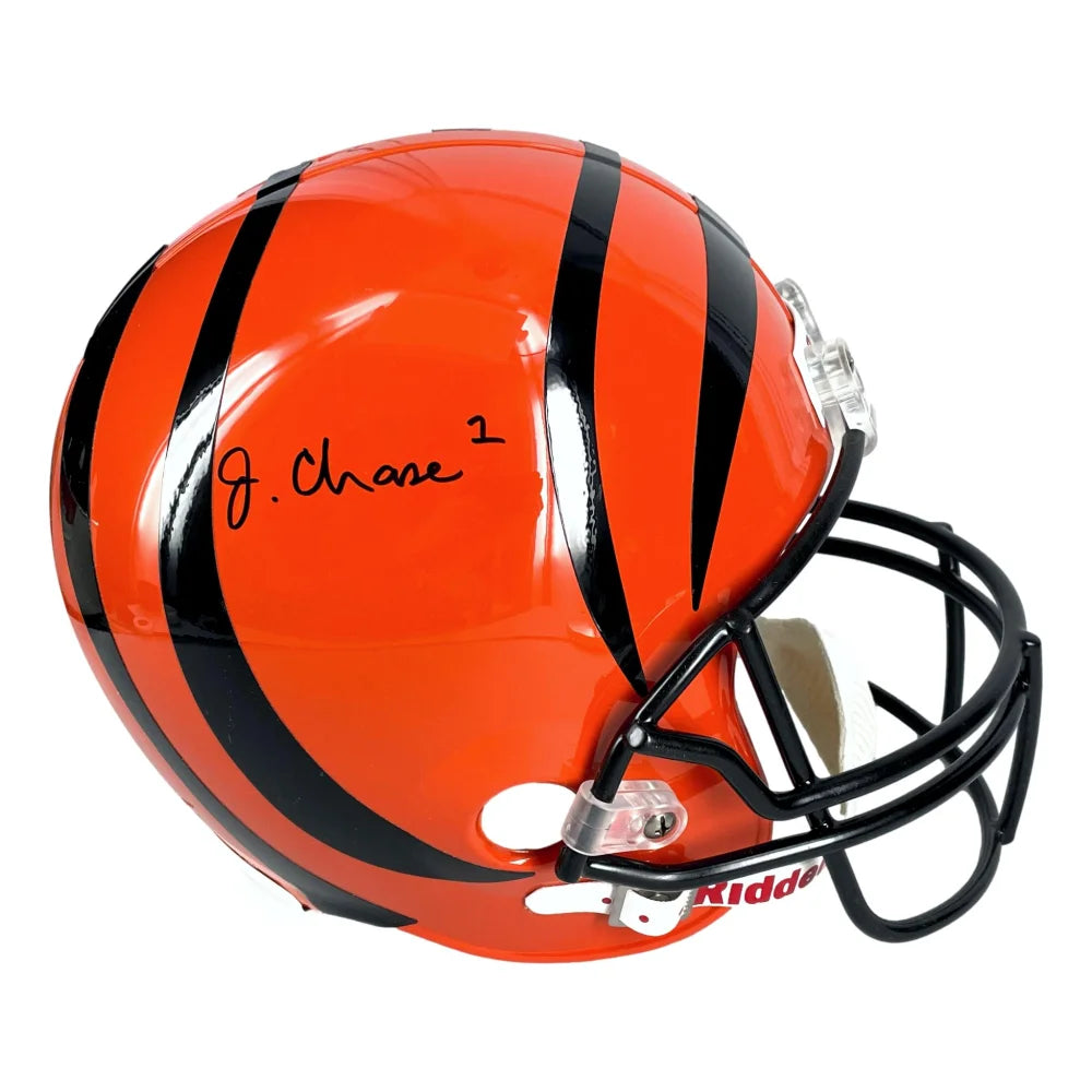 Ja'marr Chase Autographed Cincinnati Bengals Full Size Helmet with BAS COA - Signed NFL Collectible for Fans, Memorabilia Display & Sports Room Decor
