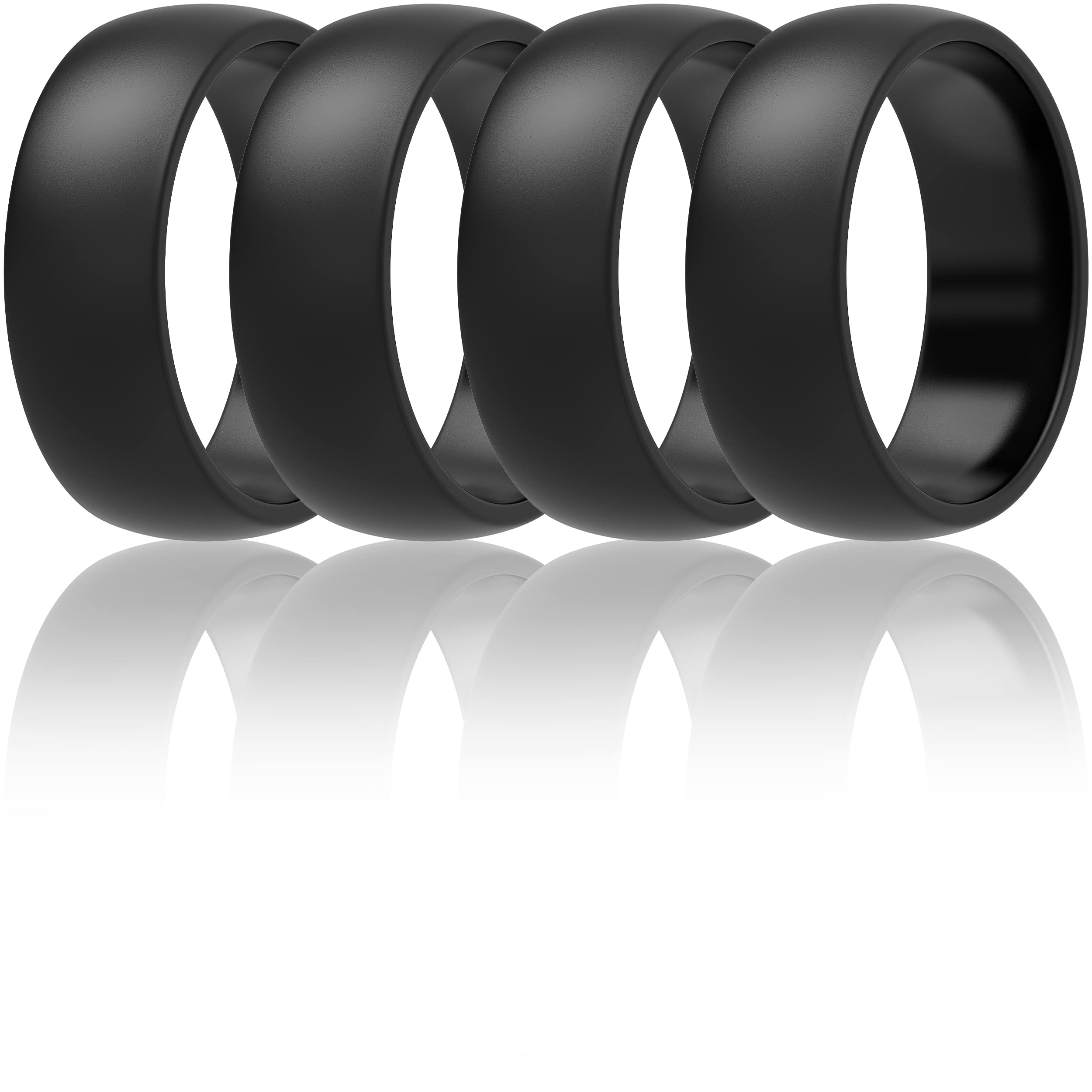 ThunderFit Men's Silicone Wedding Bands - 1/4/7 Pack Classic & Striped Rings (8.7mm Wide, 2.5mm Thick) - Comfortable & Durable for Gym, Swimming, Outdoor Activities & Everyday Wear