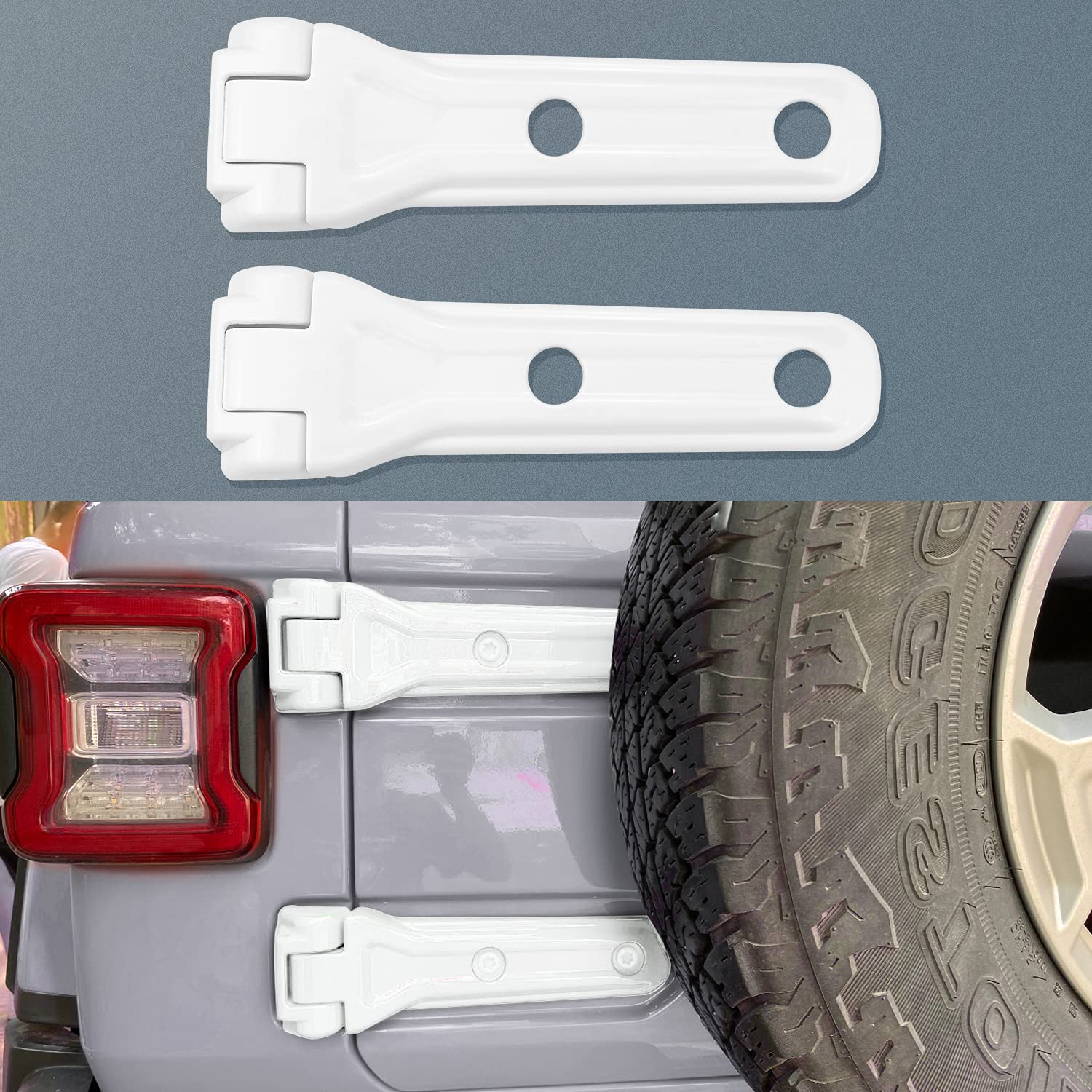 Kujunpao ABS Spare Tire Bracket Hinge Cover Trim - Exterior Accessories for Jeep Wrangler JL (2018-2021) - 2-Piece White Set - Perfect for Off-Roading & Jeep Customization