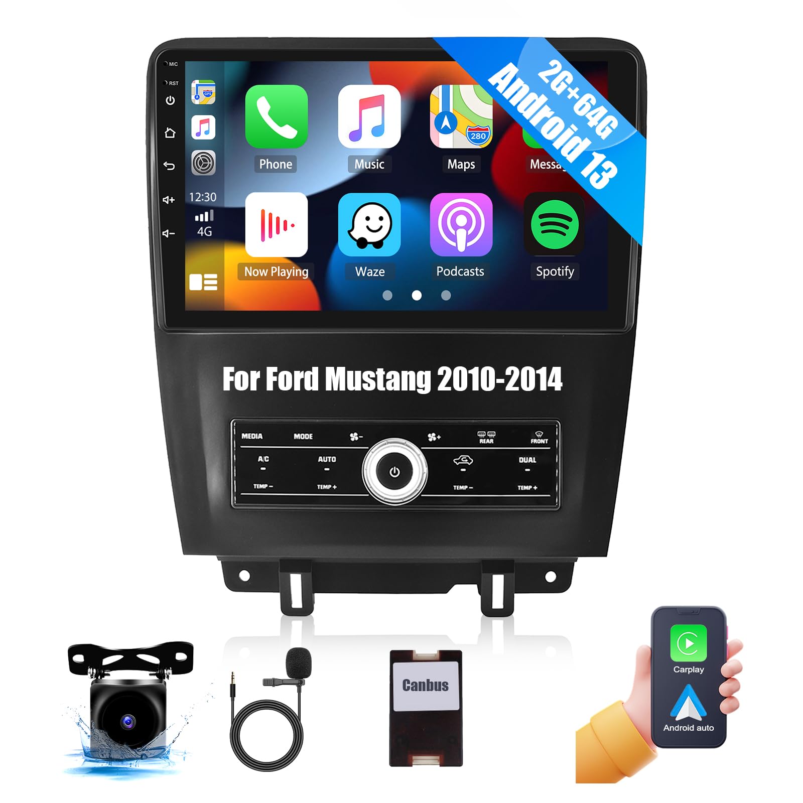 2+64GB Android 13 Car Stereo for Ford Mustang 2010-2014 | 10.1