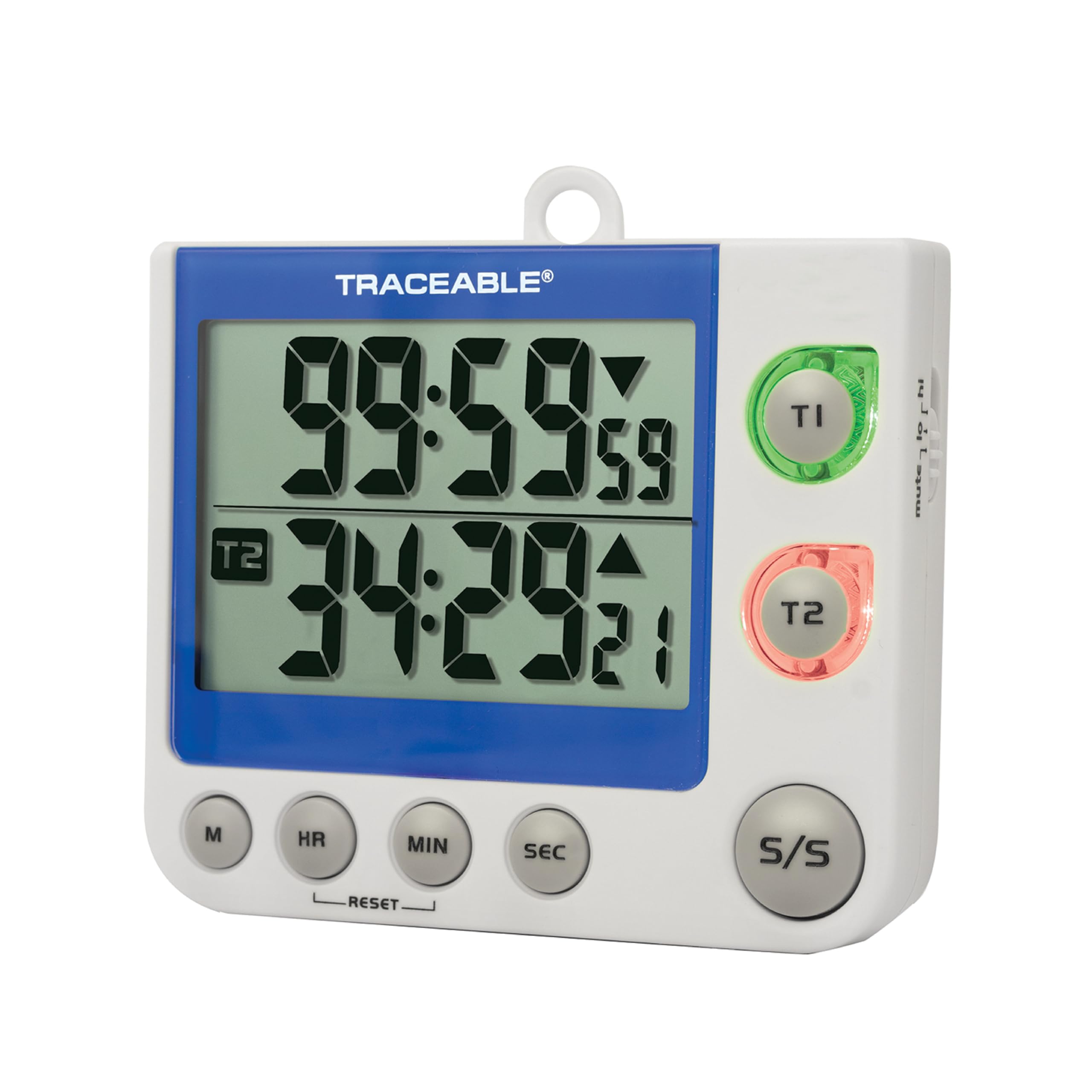 Cole-Parmer Dual Channel Flashing LED Big-Digit Timer - High Visibility Countdown/Count-Up Timer for Labs, Classrooms & Industrial Use