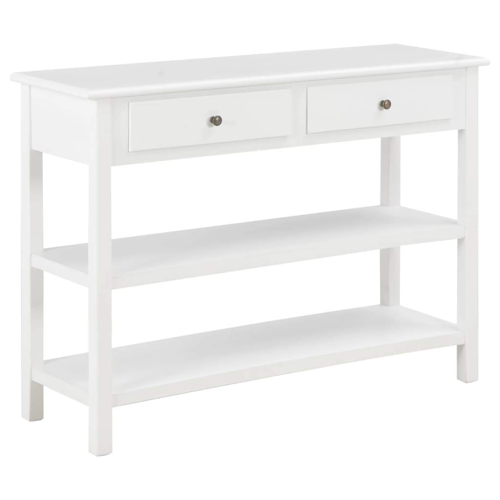 Modern White Wooden Buffet Sideboard - 3 Drawers & 2 Shelves Storage Cabinet for Kitchen Dining Room Entryway