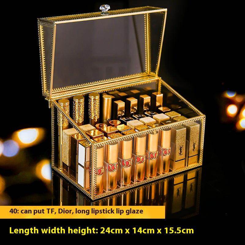 Luxury Lipstick Organizer with Lid - Small European-Style Lip Gloss Storage Box for Makeup Vanity, Travel & Home Decor (624582009853)