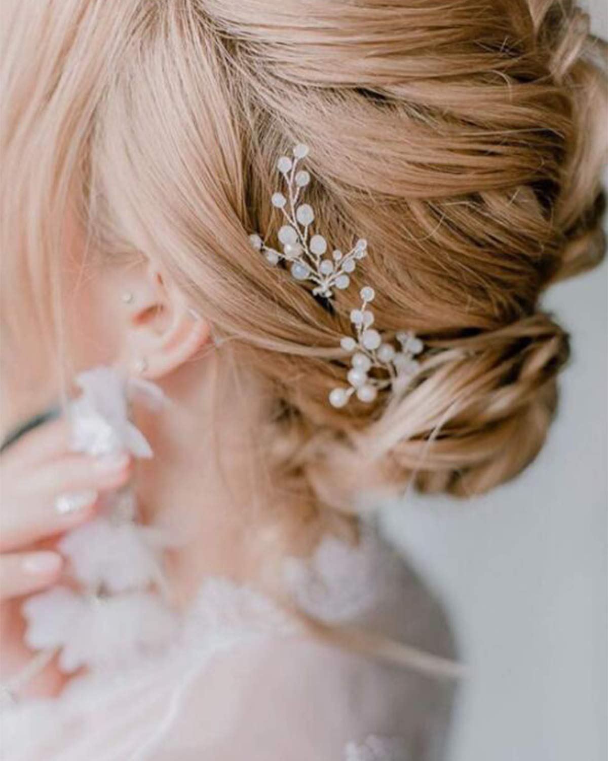 YERTTER 2Pcs Rose Gold Wedding Hair Pins - Crystal Pearl Beaded Bobby Pins for Brides & Bridesmaids - Elegant Bridal Prom Hair Accessories (Perfect for Weddings, Proms & Special Occasions)