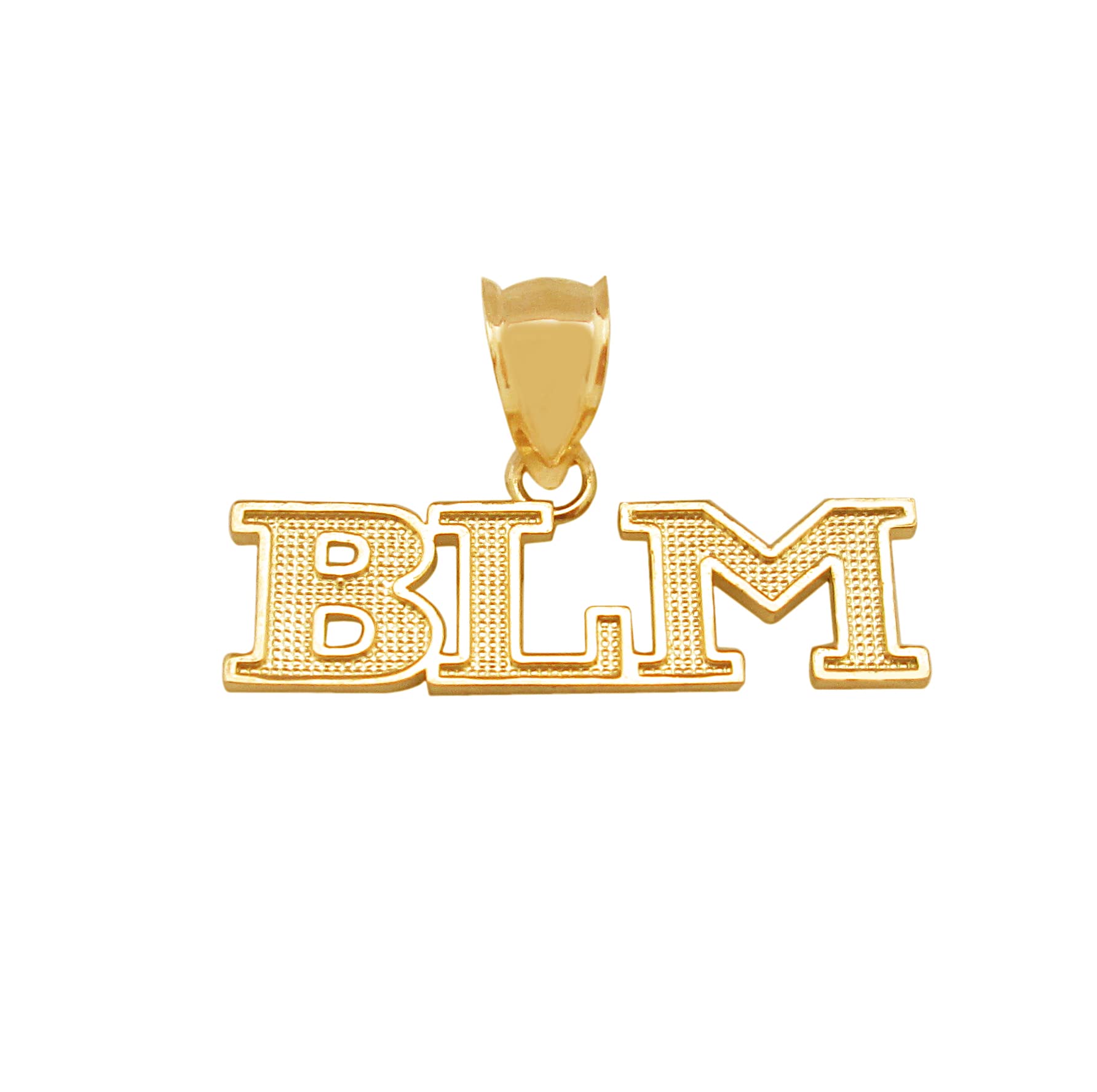 10K Yellow Gold Black Lives Matter Pendant BLM Charm for Necklace - 1 Inch - Inspirational Jewelry for Protests, Activism & Social Justice Support