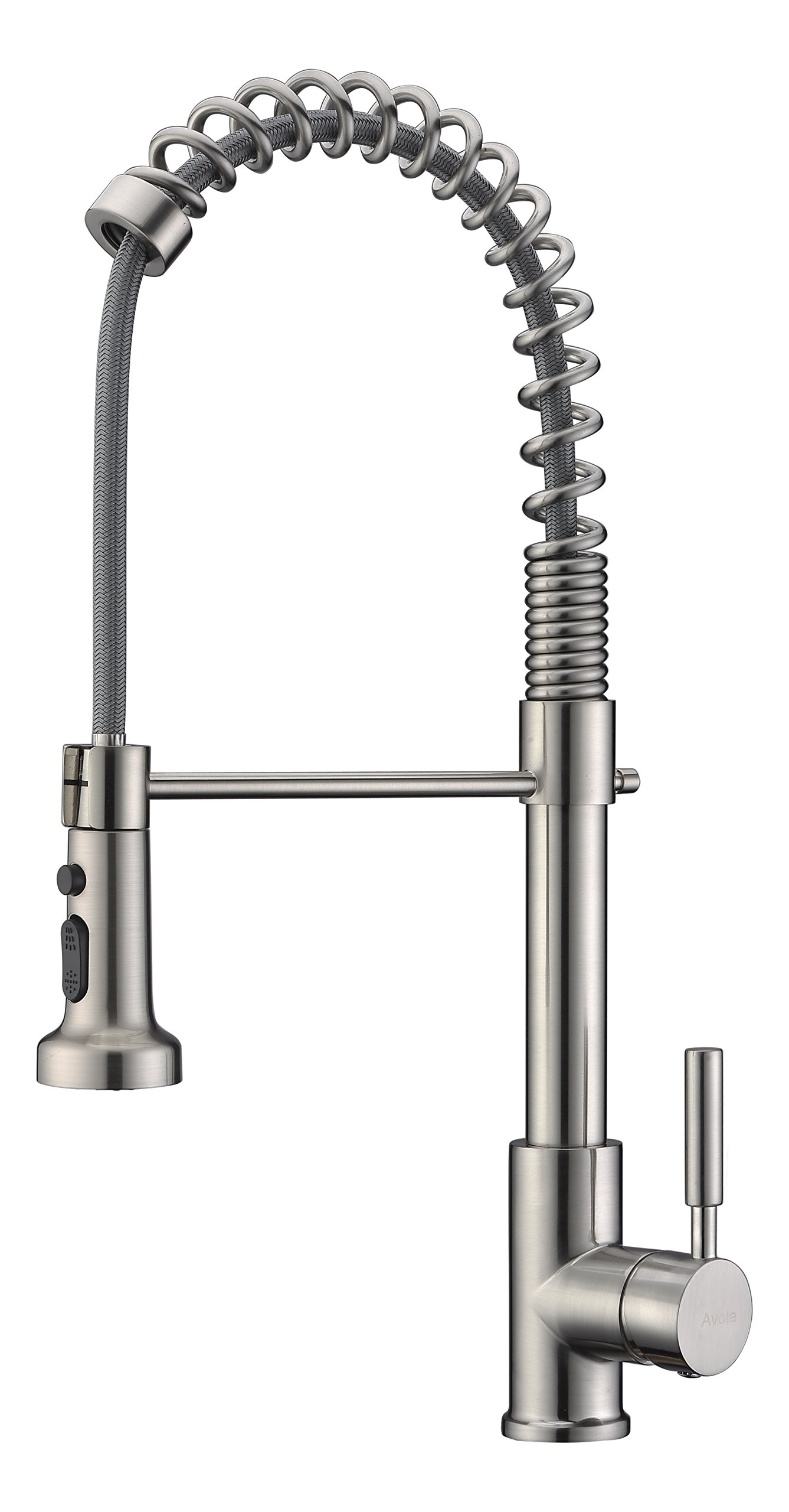 Avola Pull Down Kitchen Faucet with Sprayer - Brushed Nickel Finish, High Arc Brass Spring Design for Modern Sinks | Perfect for Cooking, Washing Dishes & Filling Large Pots