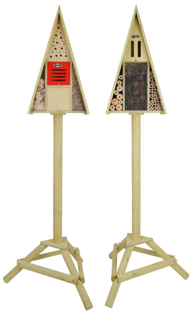 Esschert Design Wooden Insect Hotel on Stake - Natural Pollinator Habitat for Garden, Yard & Outdoor Decor - Perfect Eco-Friendly Gift for Nature Lovers
