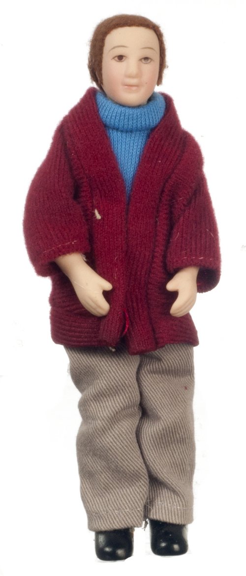 1:12 Scale Modern Porcelain Miniature Dollhouse Figures - Gentleman Father Doll for Dolls Houses | Perfect for Collectors, DIY Miniature Scenes & Themed Displays
