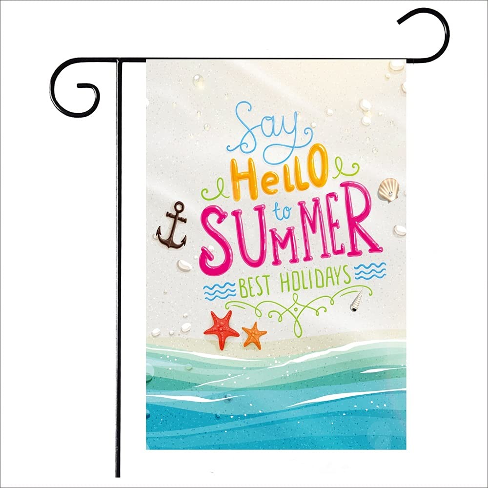12×18 Inch Hello Summer Garden Flag - Double Sided Vertical Floral Beach Burlap Flag for Outdoor Yard Decoration | Perfect for Summer Parties, Beach Themed Events & Holiday Decorations