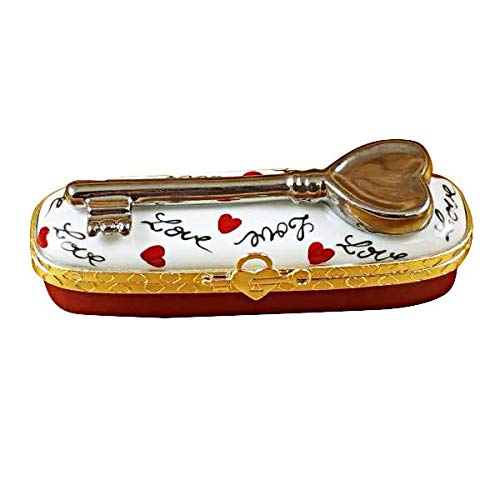 Exquisite 'Key to My Heart' Limoges Box - Hand-Painted French Porcelain Trinket Box - Perfect for Valentine's Gifts, Anniversary Presents & Romantic Home Decor