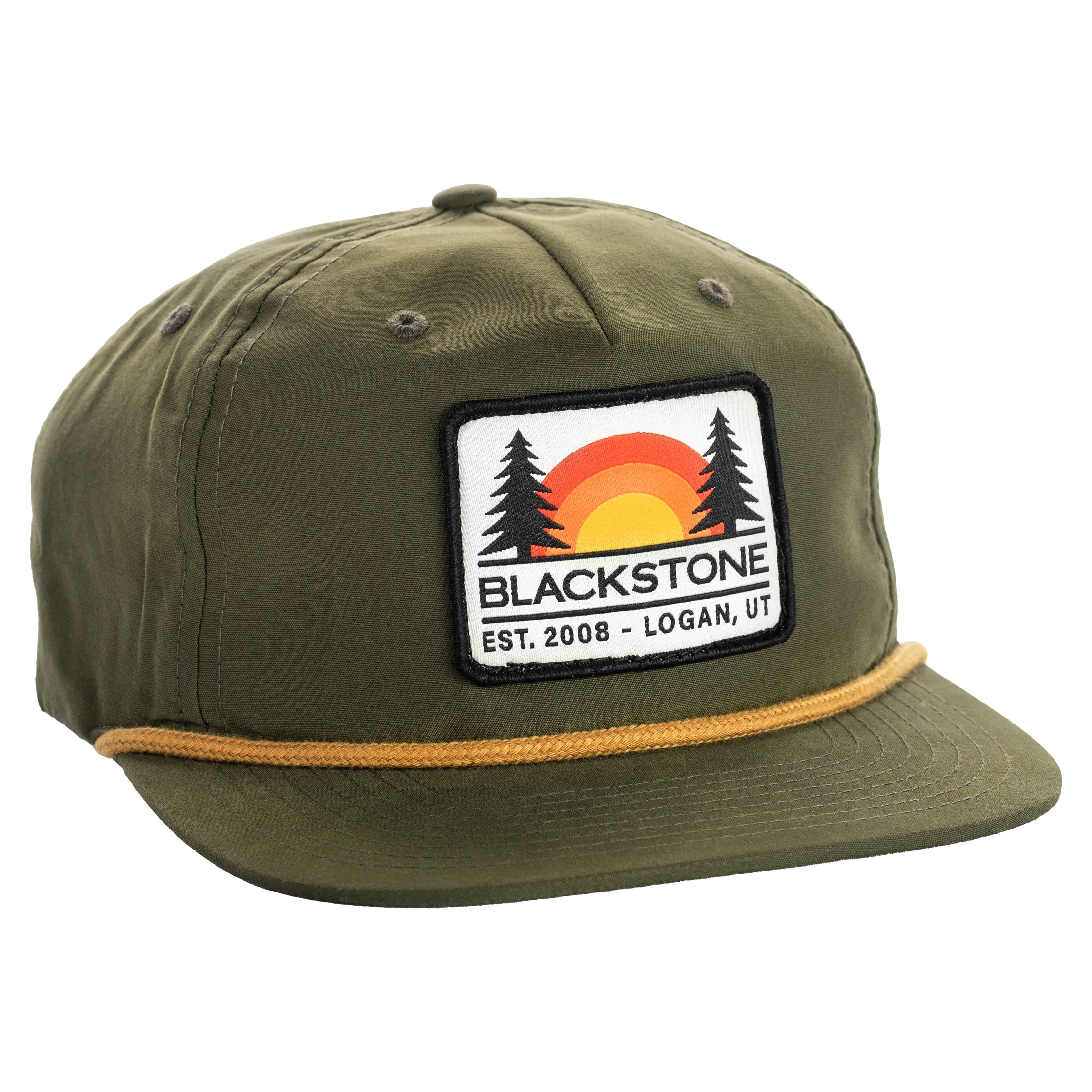 Stylish Loden & Gold Hat with Blackstone Sunset Patch - Perfect for Outdoor Adventures, Hiking, and Casual Wear