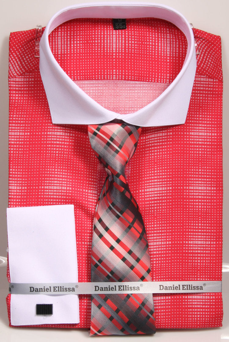 Avanti Uomo French Cut Slim Fit Dress Shirt for Men | Premium Red Formal Shirt | Business Attire & Special Occasions