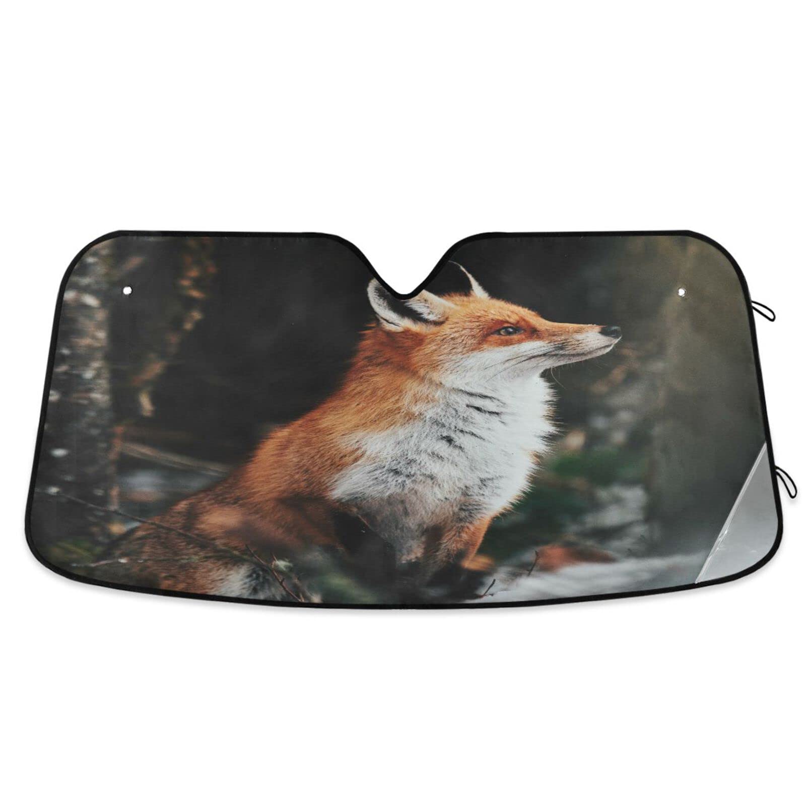 Cute Fox Car Windshield Sun Shade - Foldable UV Blocking Sun Visor for Automotive Interior Protection | Keep Your Vehicle Cool | Perfect for Summer, Road Trips & Outdoor Parking