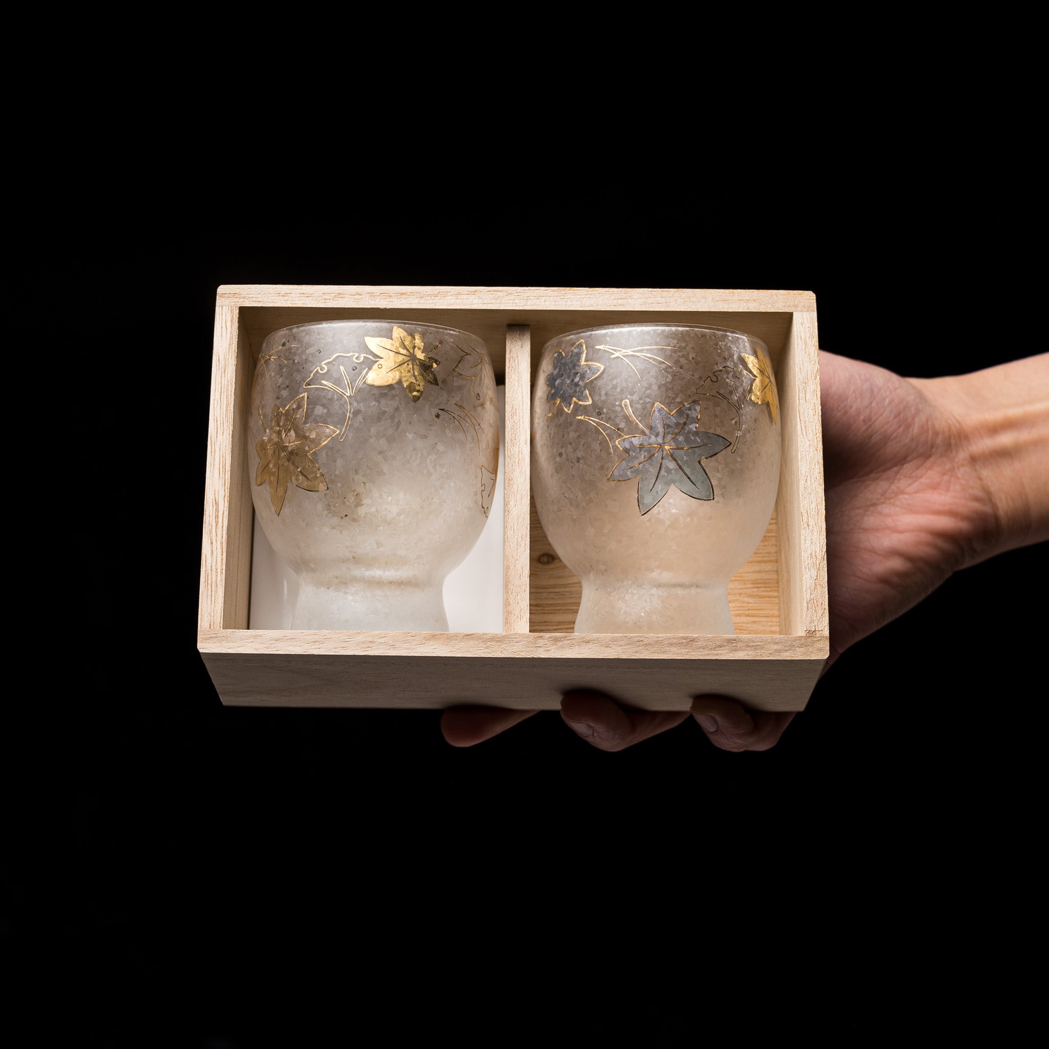 Nippon Taste Four Season Pair Sake Glass Set - Autumn Leaves Design | Traditional Japanese Drinking Cups for Sake, Wine & Cocktails | Perfect for Home Dining, Gifts & Japanese Cultural Events
