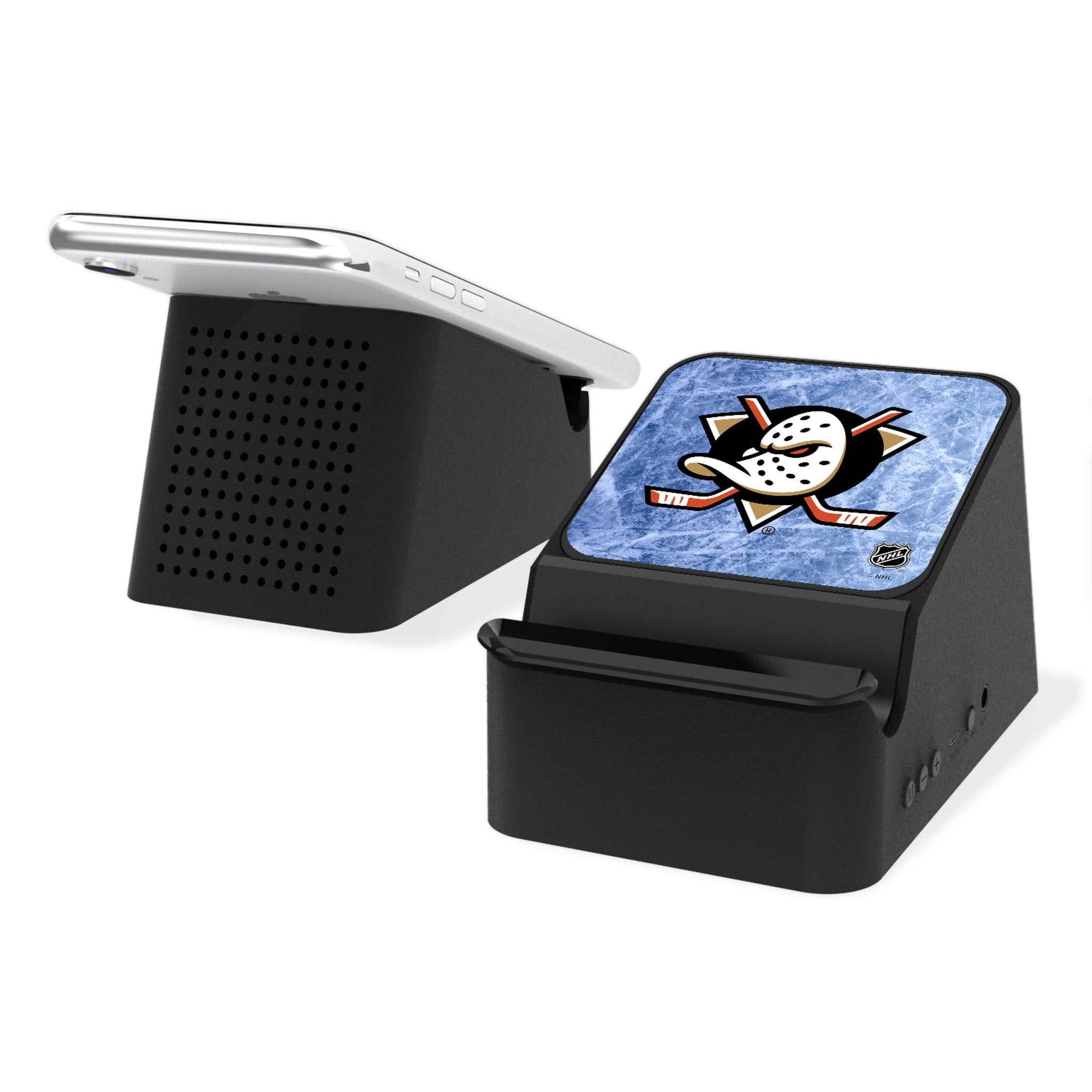 Anaheim Ducks NHL Wireless Charging Station with Bluetooth Speaker - Fast Qi Charging for Phones, Perfect for Hockey Fans Game Nights & Home Decor