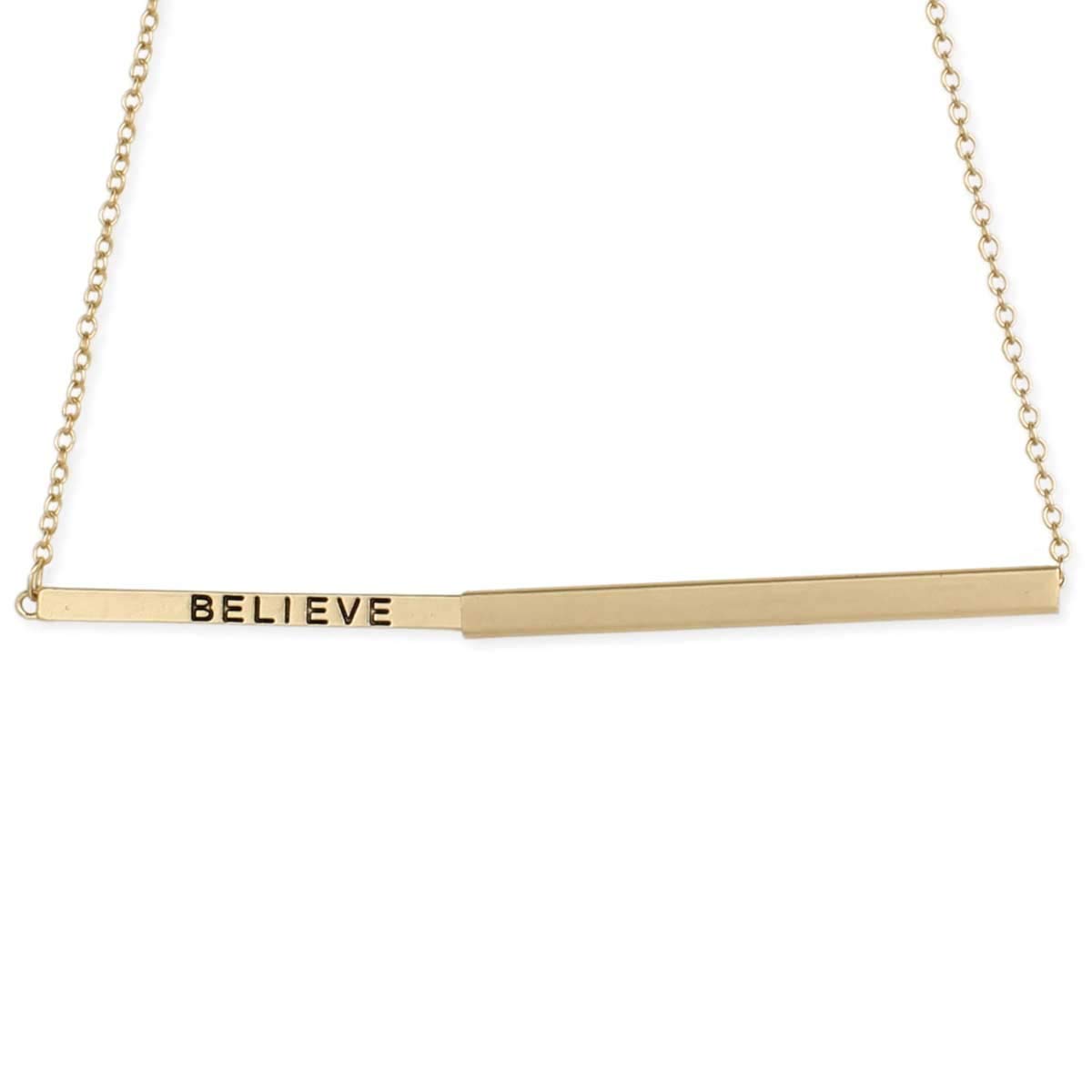 Believe Engraved Slide Bar Necklace - Hidden Messages Jewelry for Gifts