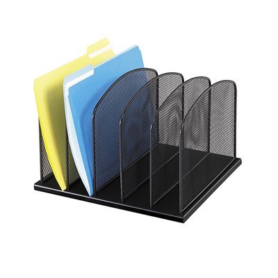 Onyx Mesh Desk Organizer with 5 Upright Sections - Black Office & Home Desk Accessory for Pens, Pencils, Scissors & Stationery Storage