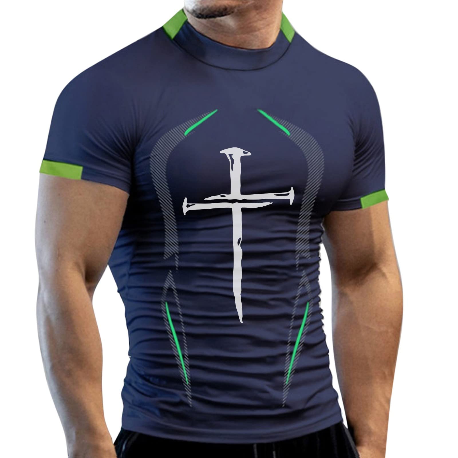 Men's Compression Workout Shirts - Cool Dry Athletic Tee for Gym & Running