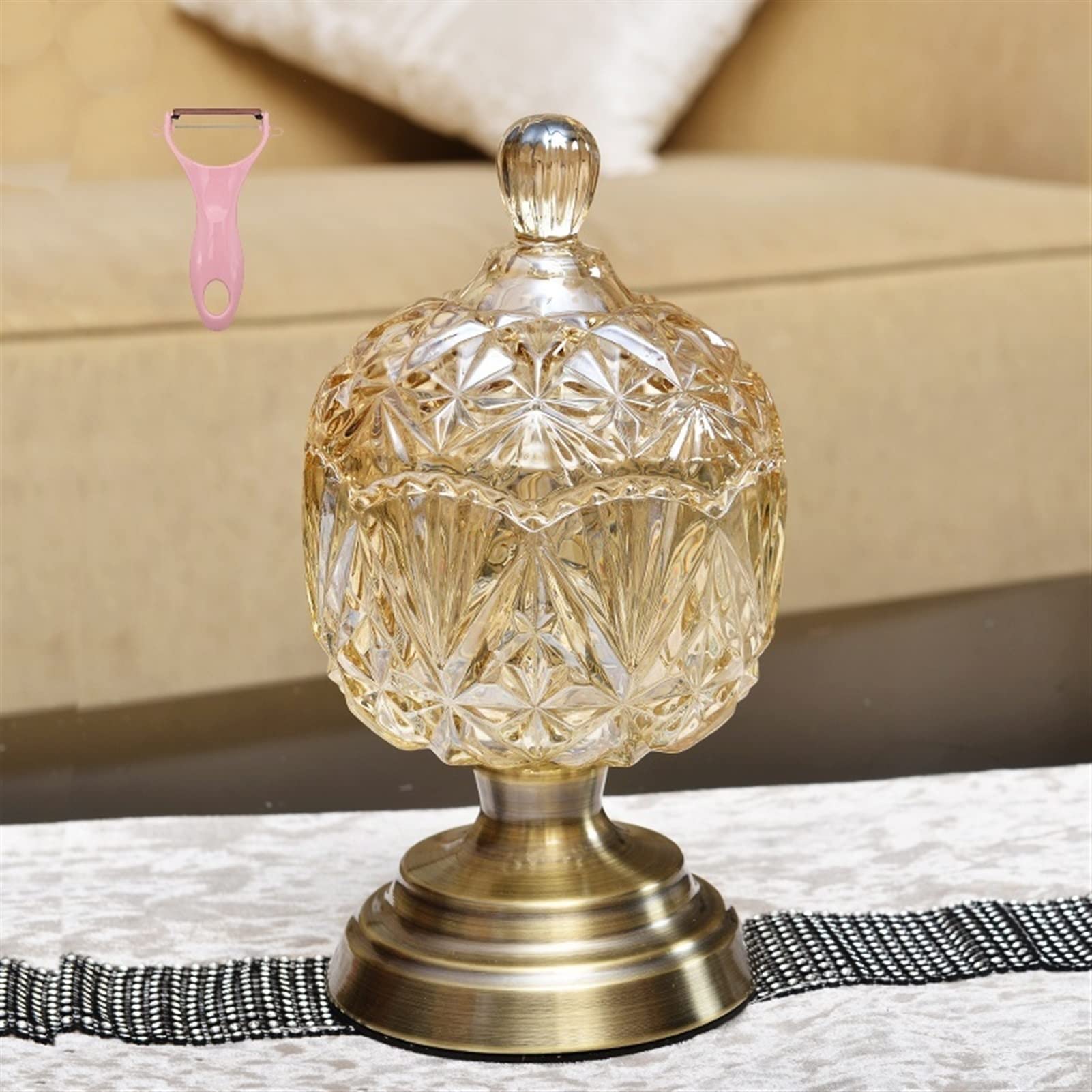 Gold Candy Bowl with Lid - Decorative Fruit Basket Candy Container for Buffet, Party & Wedding Display - Perfect for Candy Buffets, Cookie Storage & Home Decor