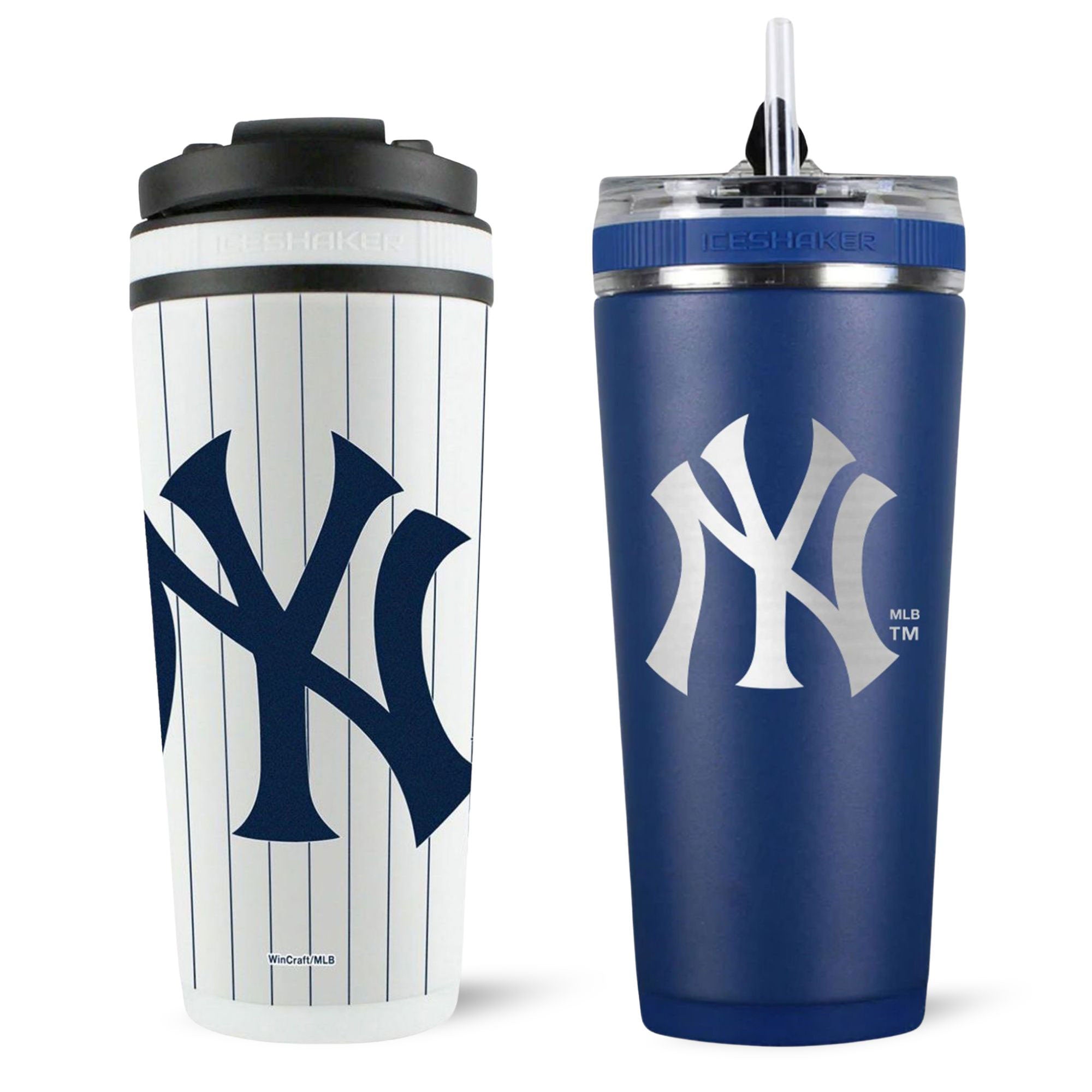 New York Yankees 4D Ice Shaker & Flex Bottle Bundle - Insulated Stainless Steel Water Bottle for Gym, Workout & Sports | Keeps Drinks Cold 24 Hours | Perfect for Baseball Fans & Athletes