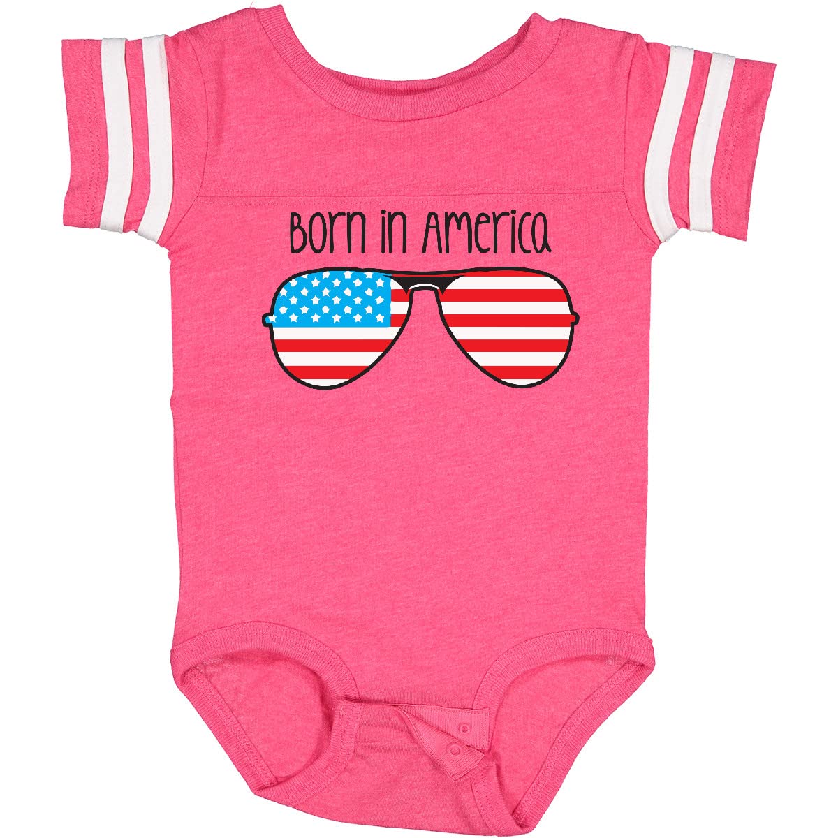 Inktastic Born in America Baby Bodysuit - Patriotic Onesie for Newborns & Infants - Perfect for 4th of July, Memorial Day & Family Photos