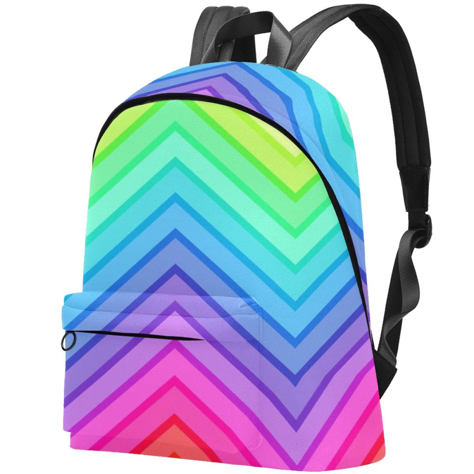 Stylish Canvas Backpack for College & Travel - Waterproof Unisex Backpack with Abstract Rainbow Wave Print - Perfect for School, Work, Commuting & Weekend Getaways