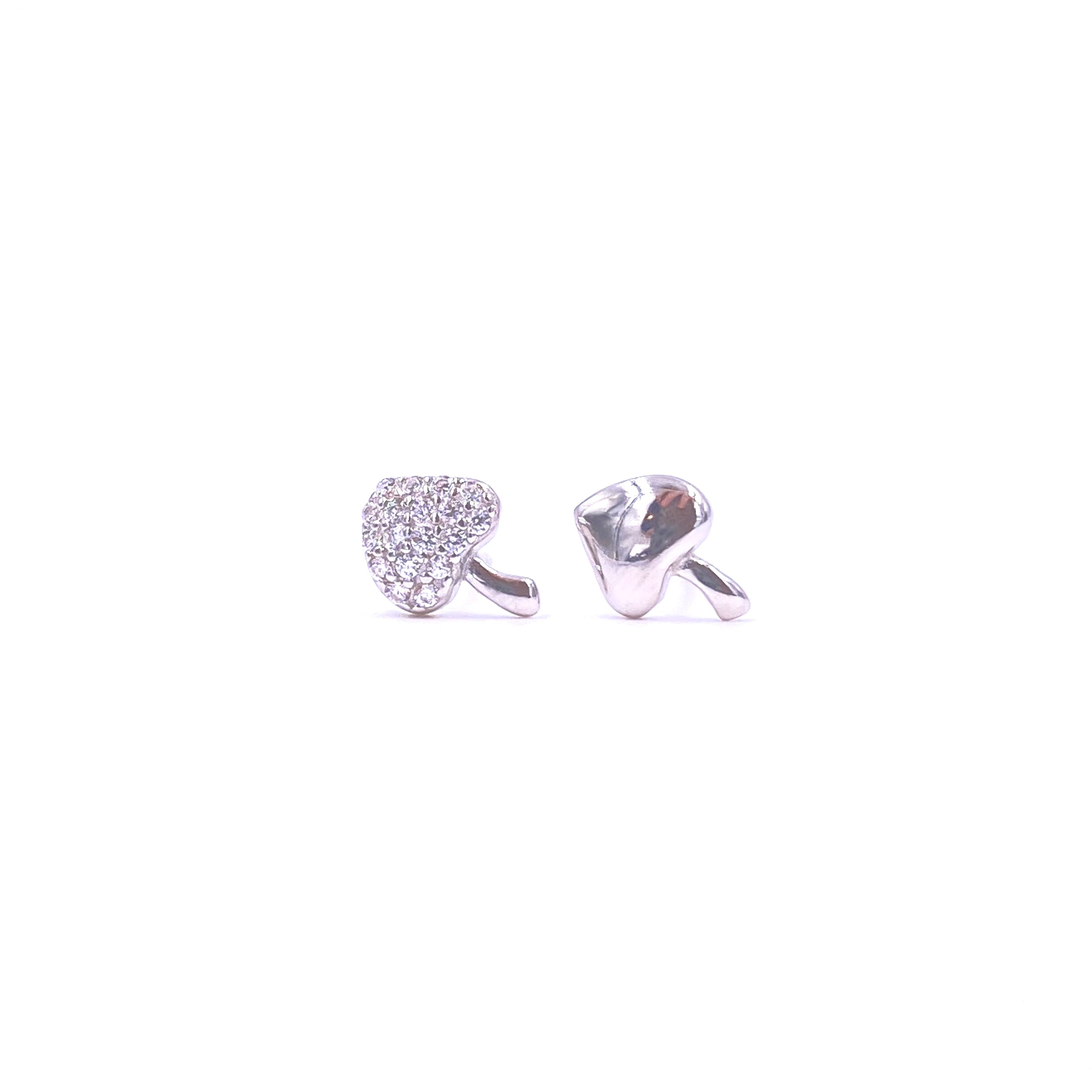 Sterling Silver CZ Mushroom Stud Earrings for Women - Elegant Ashley Gold Mixed Match Design - Perfect for Casual Wear, Parties & Gifts