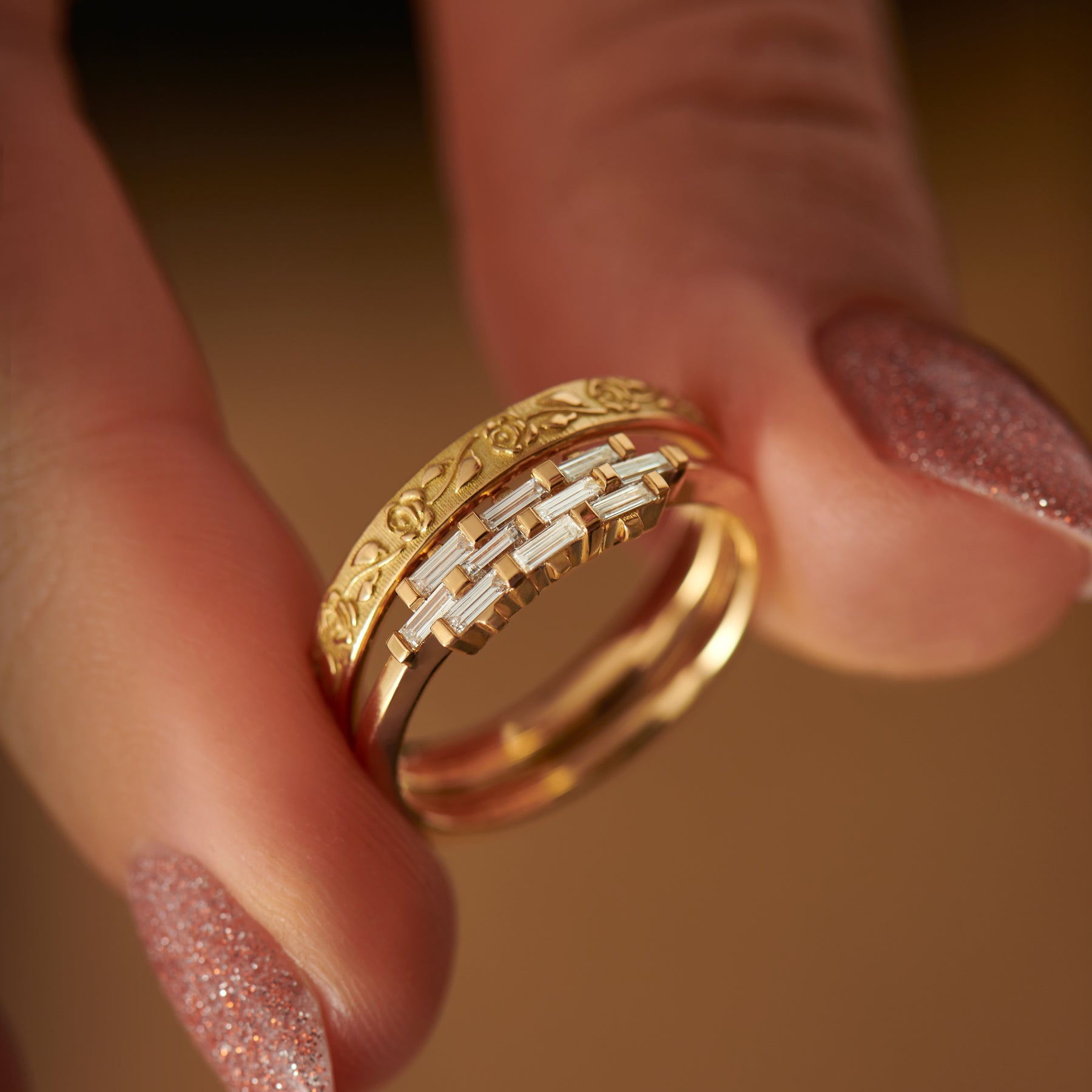 Elegant Woven Baguette Diamond Ring for Women - 14K Gold or Sterling Silver Engagement & Wedding Band - Perfect for Anniversary Gifts & Special Occasions