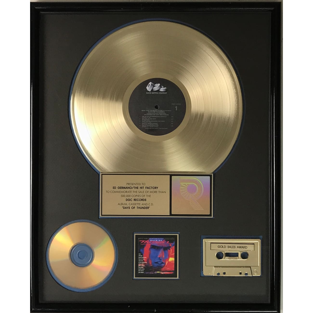 Days of Thunder Soundtrack - RIAA Certified Gold Album Award | Perfect for Movie Fans & Collectors
