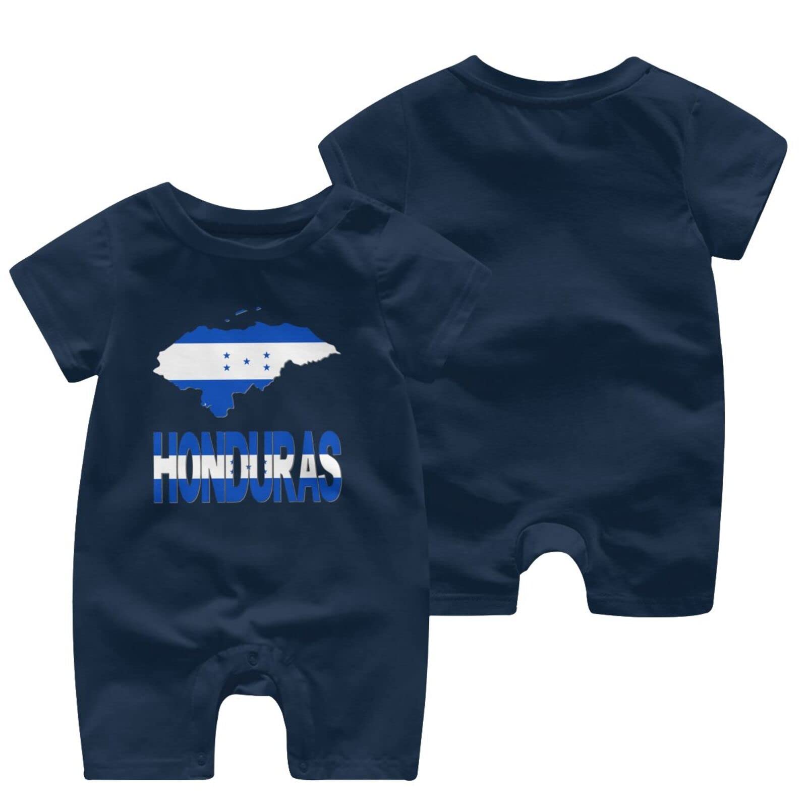 Honduras Map Flag Baby Romper Jumpsuit - Short Sleeve Bodysuit for Newborn Boys & Girls - Perfect for National Holidays, Cultural Events & Photo Shoots