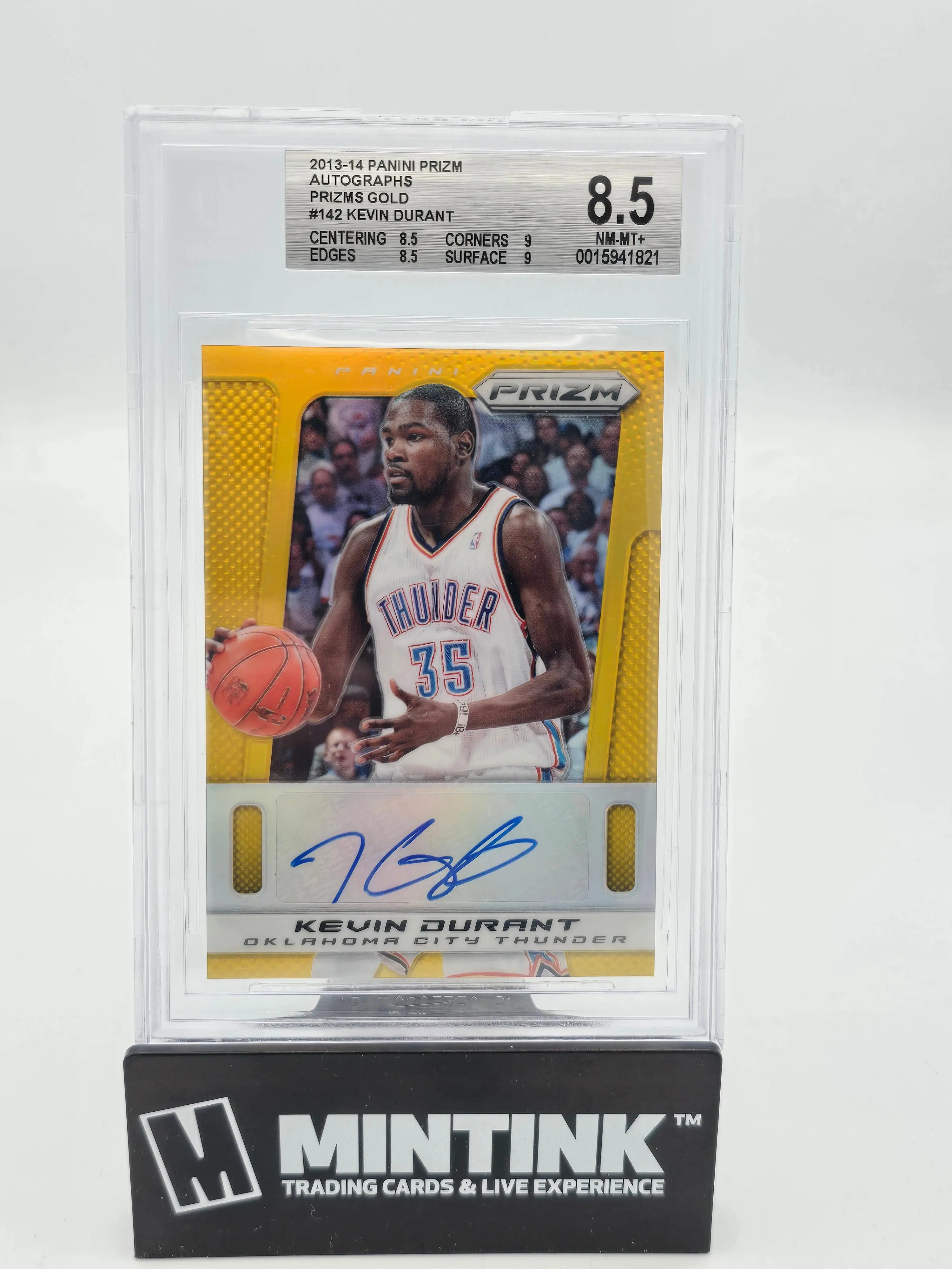 2013 Panini Prizm Basketball Kevin Durant Gold Prizm Auto BGS 8.5/10 Graded Card - Rare Collectible for NBA Fans & Sports Memorabilia Enthusiasts - Perfect for Display, Investment & Trading Cards Collection