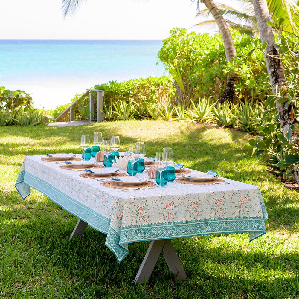 Elegant Sea Fan Tablecloth – Waterproof & Washable Round Table Cover for Indoor/Outdoor Dining, Parties, and Beach Decor