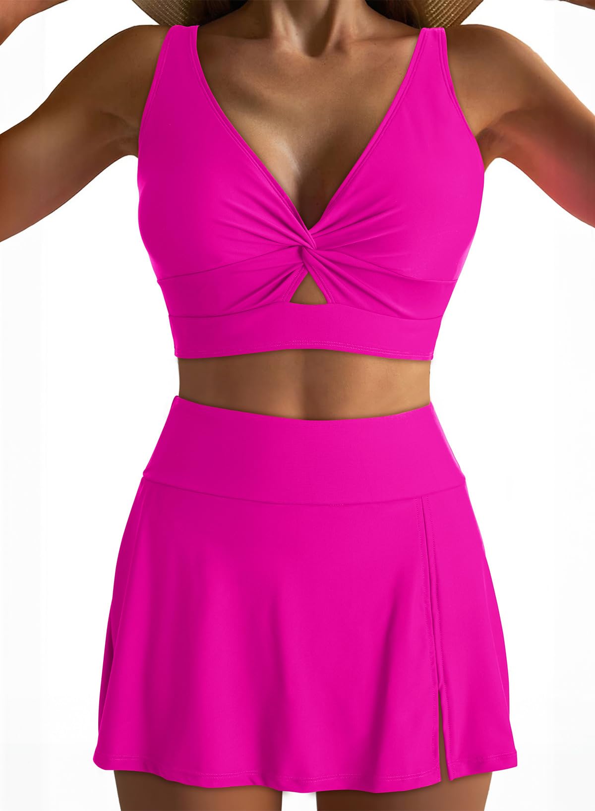Dokotoo Women's Bikini Set 2025 - Swimsuits with Removable Pads & Swim Skirt | Sexy Bathing Suit for Beach, Pool & Summer Vacation
