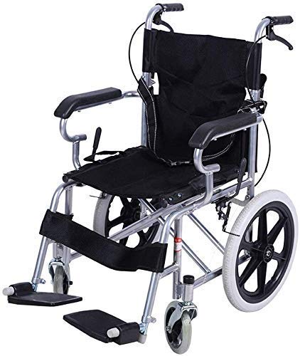 Lightweight Folding Self-Propelled Wheelchair with Adjustable Seat Belt, Handbrake & Parking Brake - Steel Frame Mobility Aid for Seniors & Disabled - Indoor/Outdoor Use for Home, Hospital & Travel