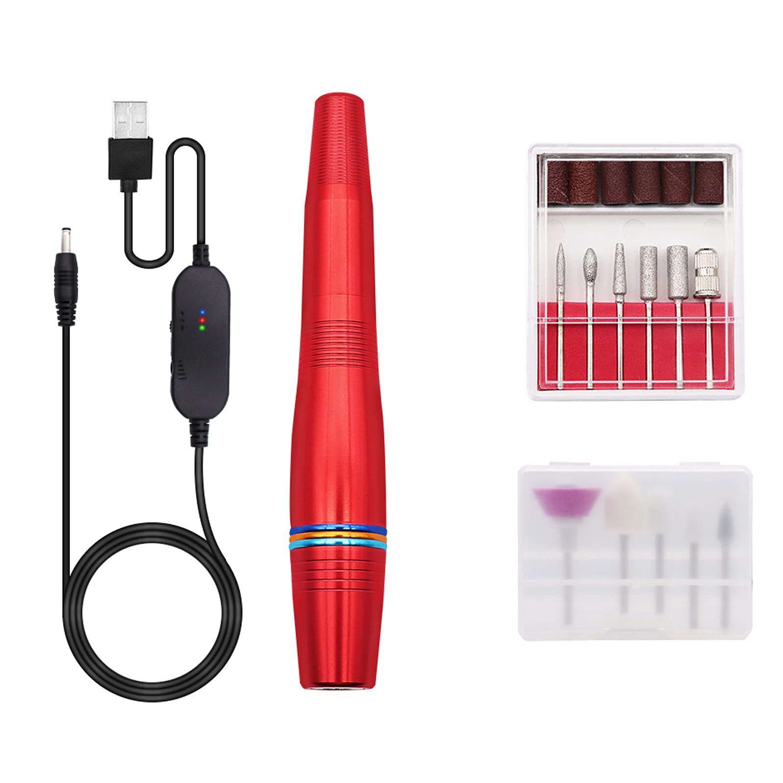 Professional Electric Nail Drill Machine - 20000 RPM Portable Rechargeable Nail File for Acrylic & Gel Nails, Perfect for Manicures & Pedicures at Home or Salon (Red) - Ideal Gift for Women & Girls
