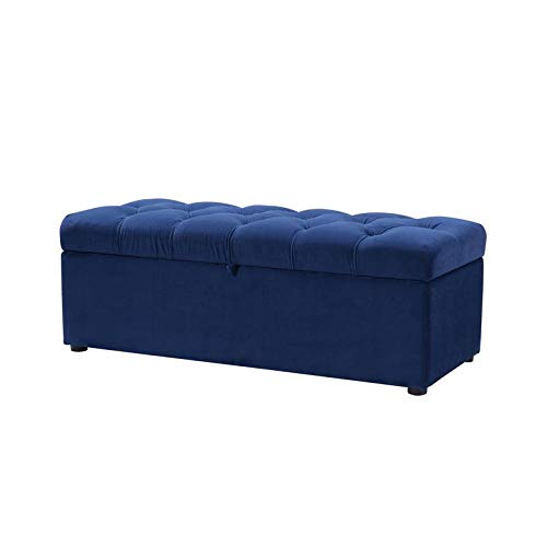 Navy Blue Tufted Storage Bench for Living Room & Bedroom