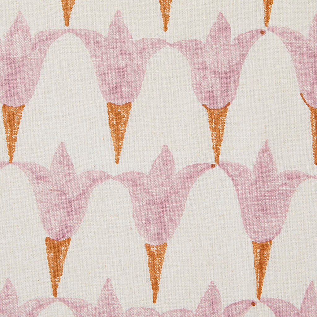 Tulip Block Printed Fabric - Linen Cotton Blend in Rose & Copper - Perfect for DIY Crafts, Home Decor, and Fashion Accessories