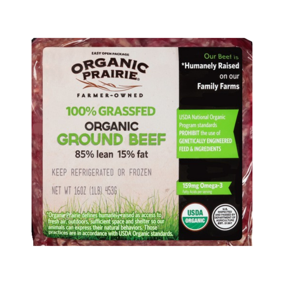 Organic Grass-Fed Ground Beef - 100% Natural, No Antibiotics or Hormones - Perfect for Burgers, Meatballs & Healthy Family Meals