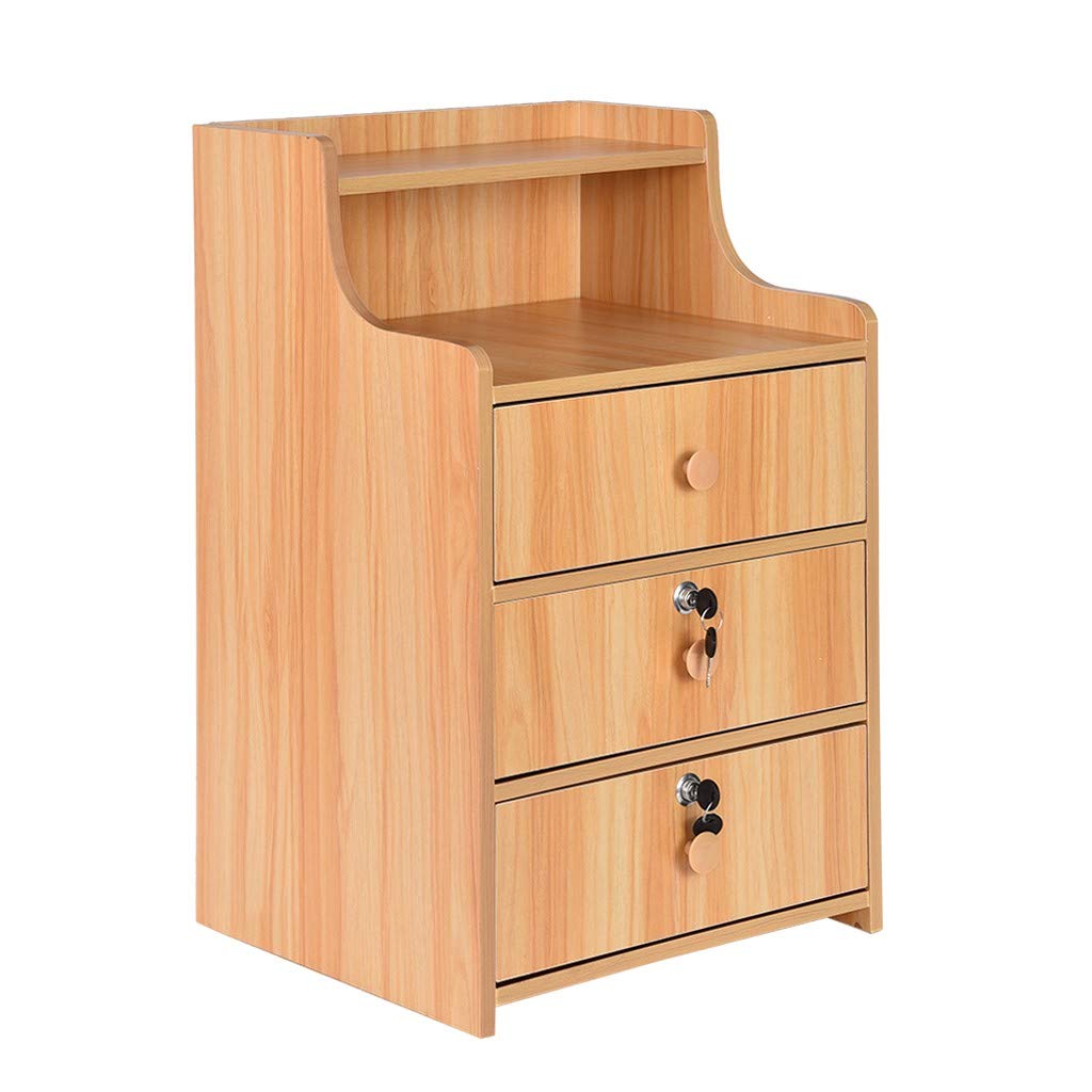 Modern Nightstand with Locking Drawers & Storage Shelf - Compact Bedside Table for Small Spaces, Bedroom & Living Room Furniture - Perfect for Lamps, Books & Home Organization